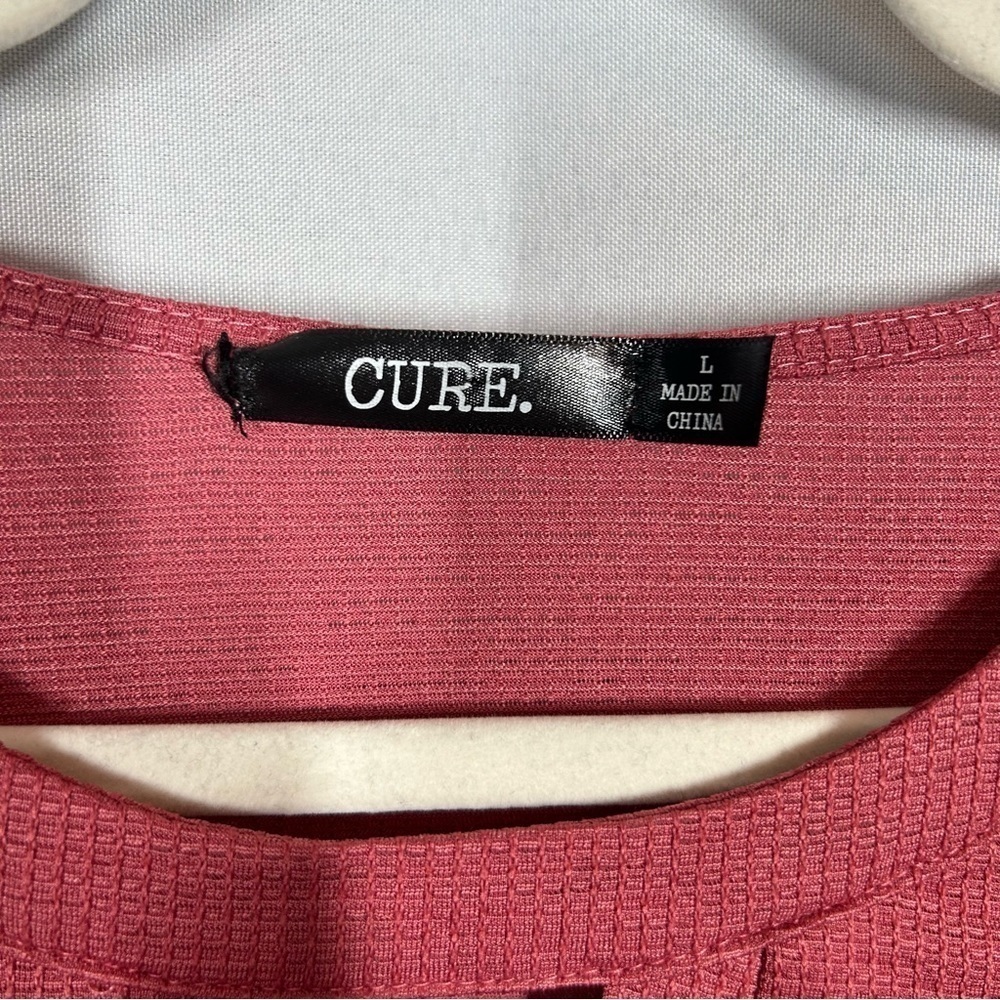 Cure | Pink Blouse Short Sleeve Ruffles Women's Size Large - Picture 7 of 12